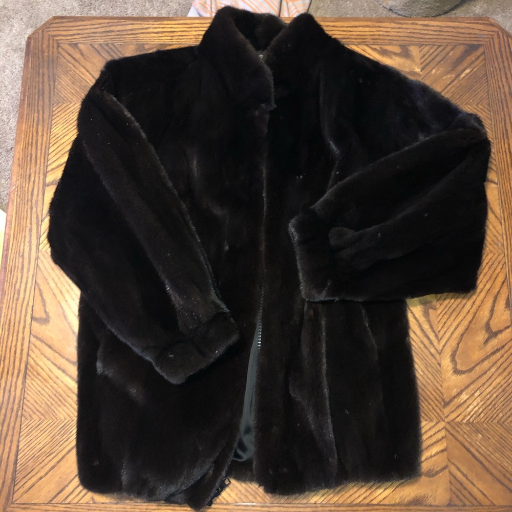 DARK BROWN MINK FUR COAT